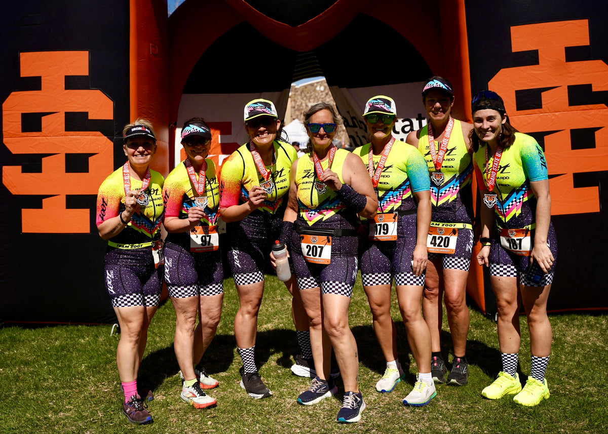 Women after a race wearing Team Zoot kits
